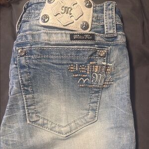 Miss Me Blue Boot Cut Jeans with Decorative Stitching